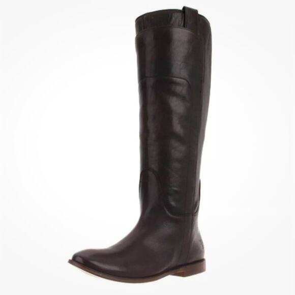 Women’s Frye Paige Tall Riding Boots 6.5 Dark Brown Pull On Leather Country - Picture 1 of 16